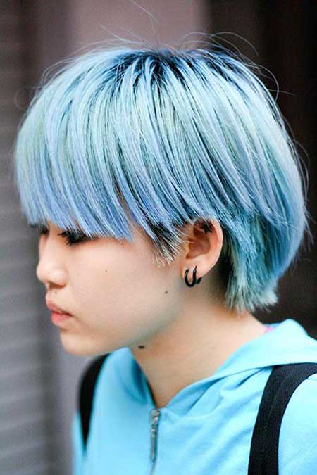 Short Blue Layered Hair
