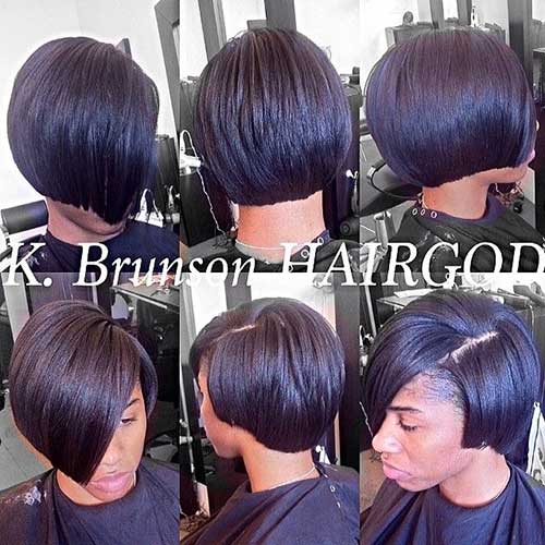 Short Blunt Bob Black Hair with Side Bangs