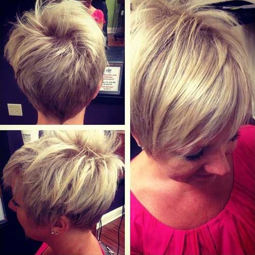 Short Bouncy Hairdo with long Bangs for Women