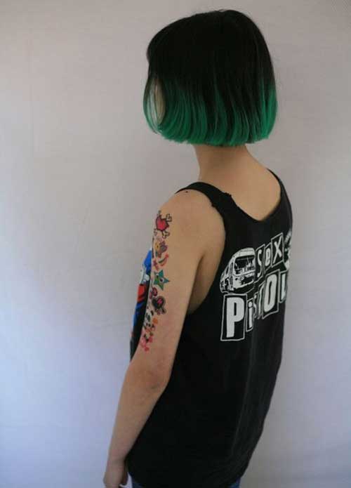 Short Green Hair Color