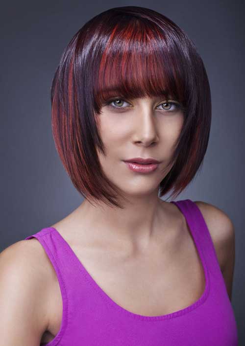 Short hair with red highlights