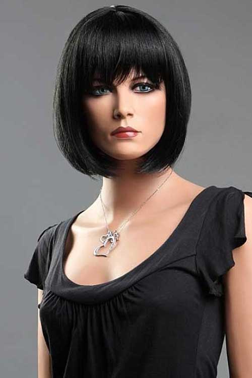 Short jet black hair