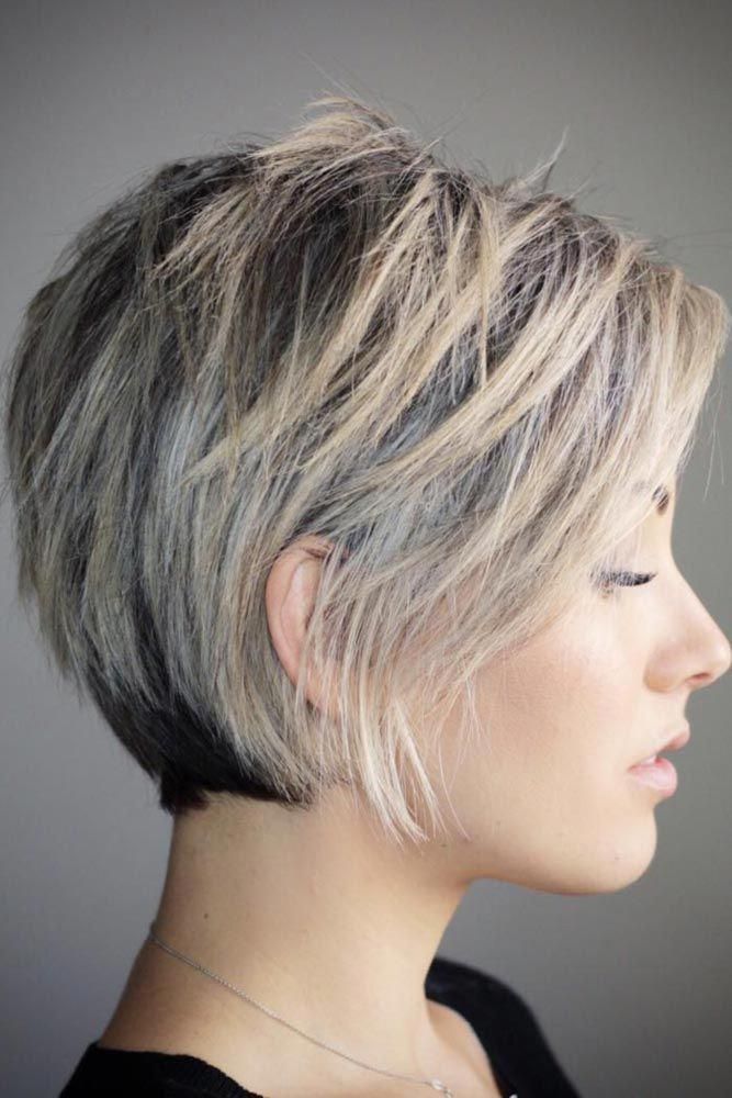 Silver Blonde Shag Bob Cut