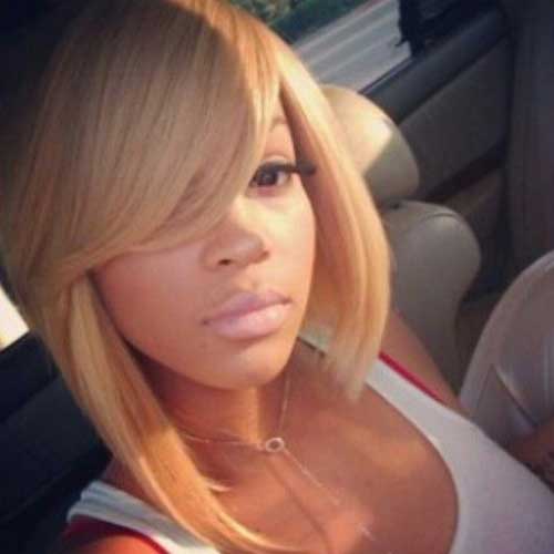 Straight Blonde Bob Style On Black Girl