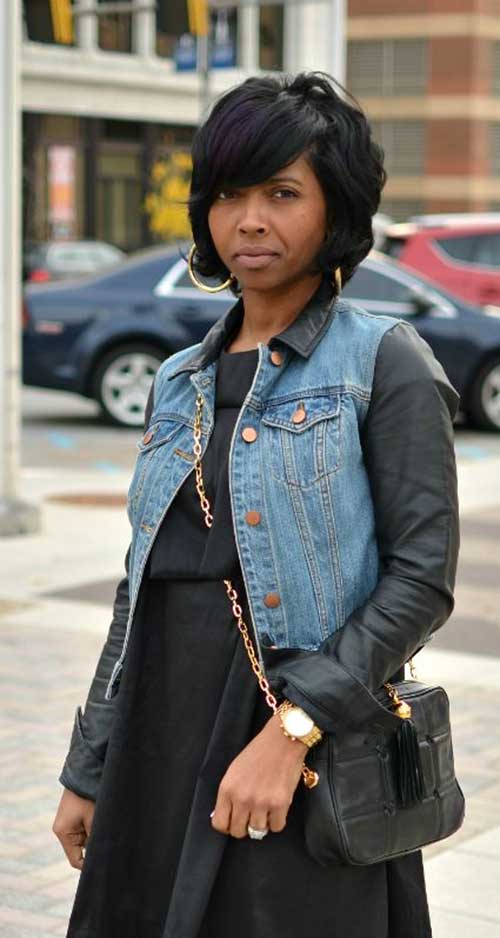 Thick Black Bob Haircut with Bangs