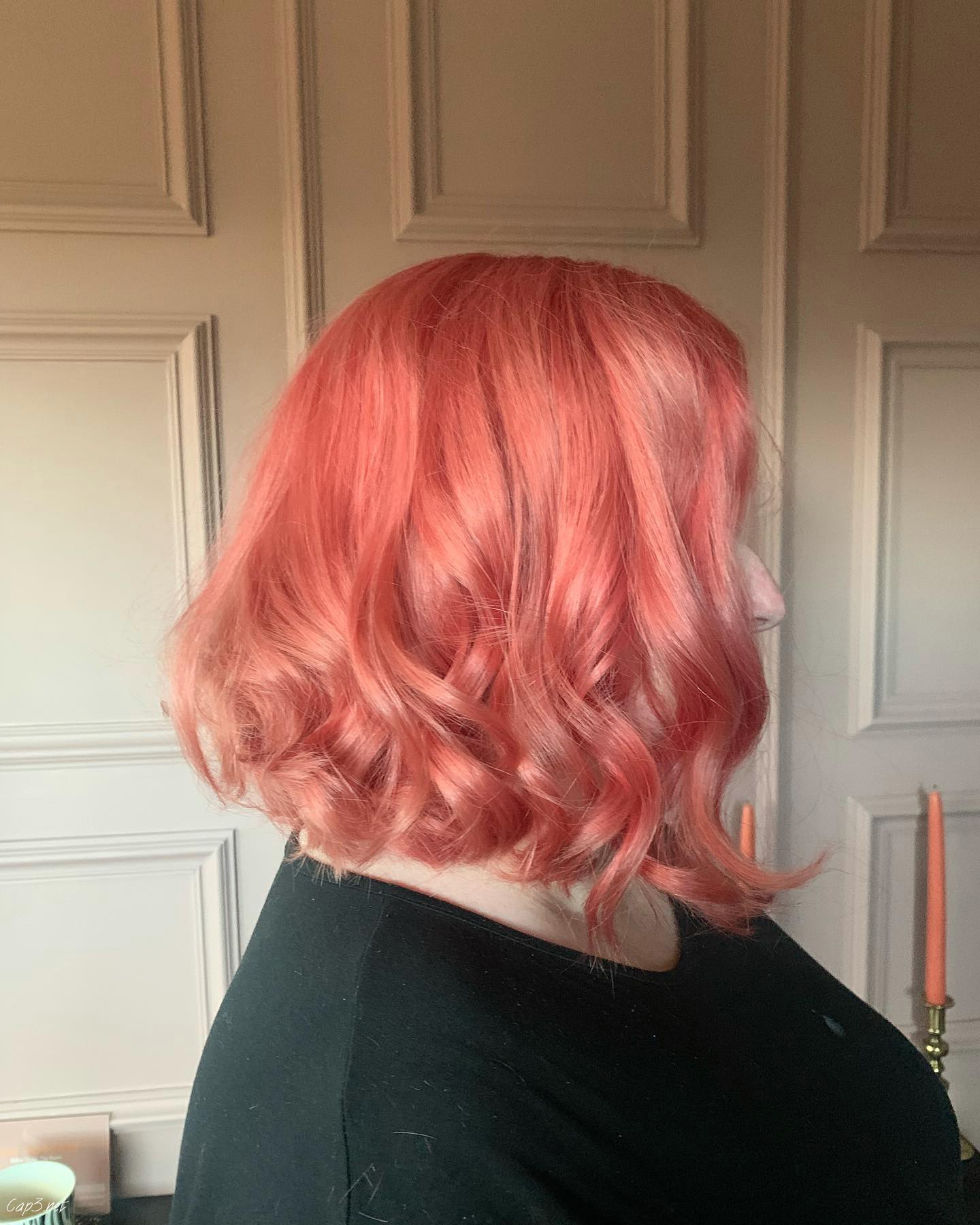 Light Pink Wavy Bob