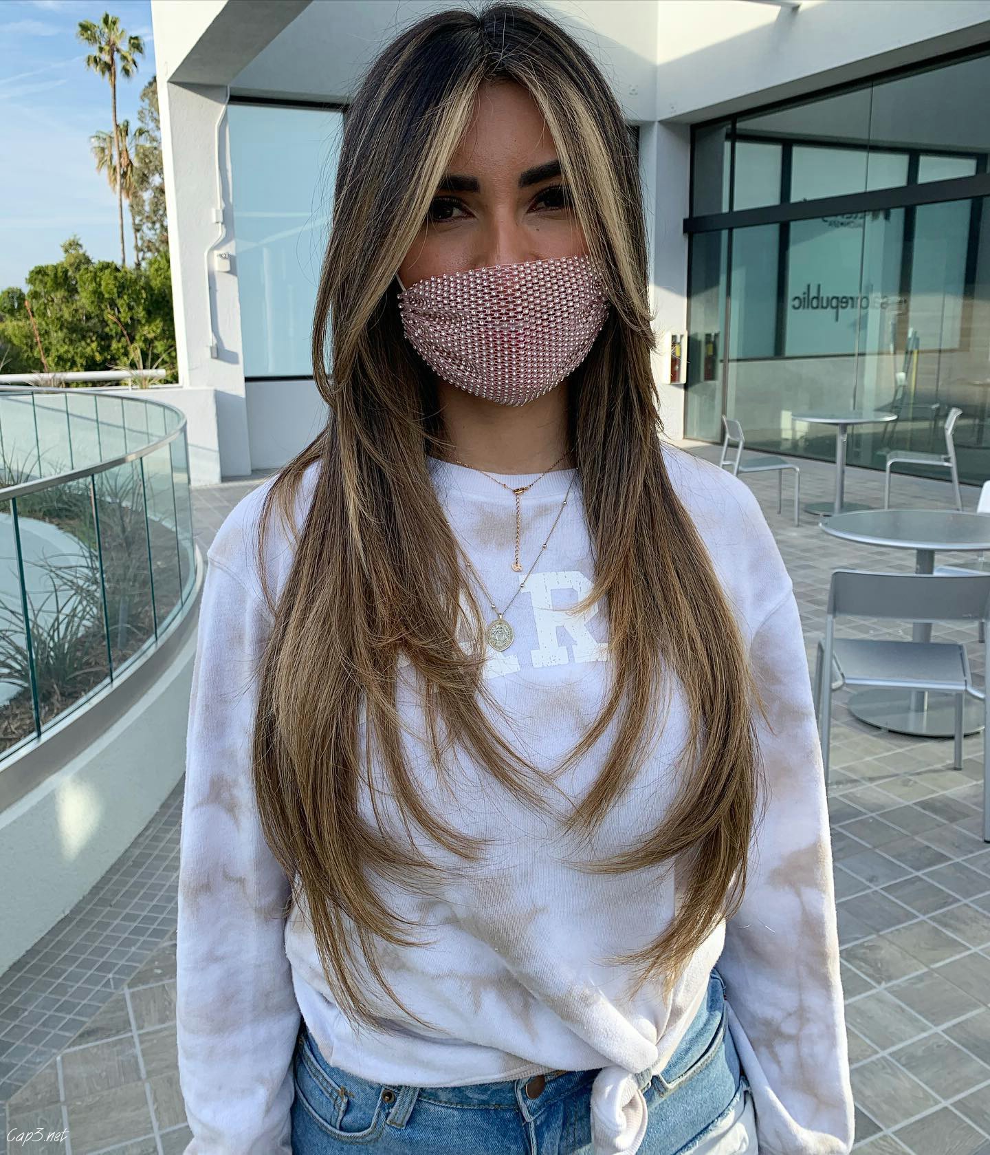 Long Ombre With Curtain Bangs