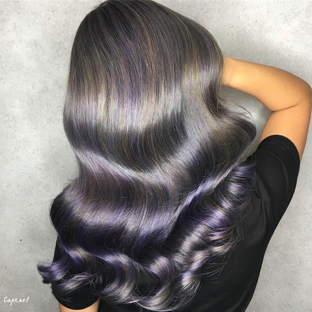 Long Silver Icy Blue Finger Wave Haircut