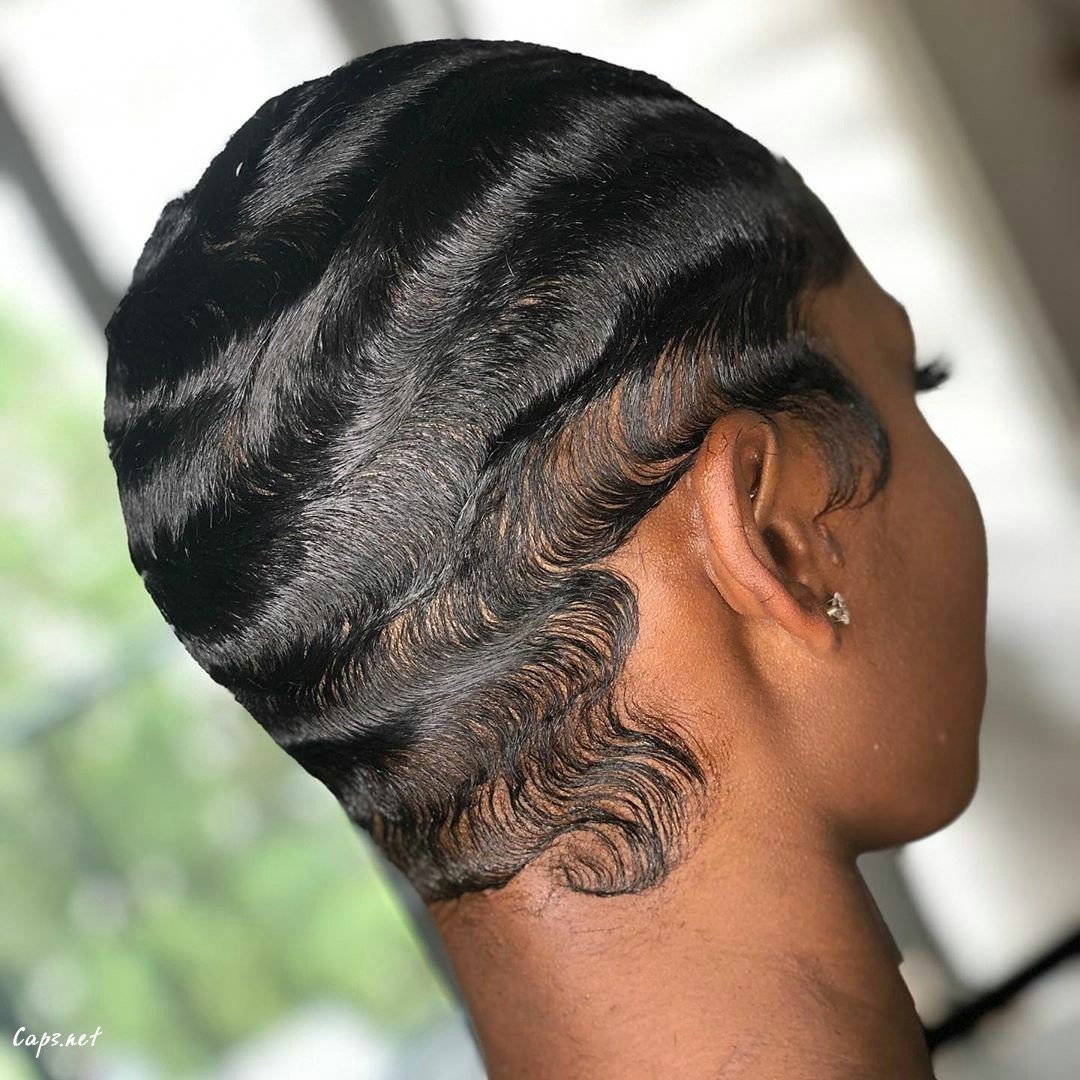 Natural Dark Hair Finger Waves