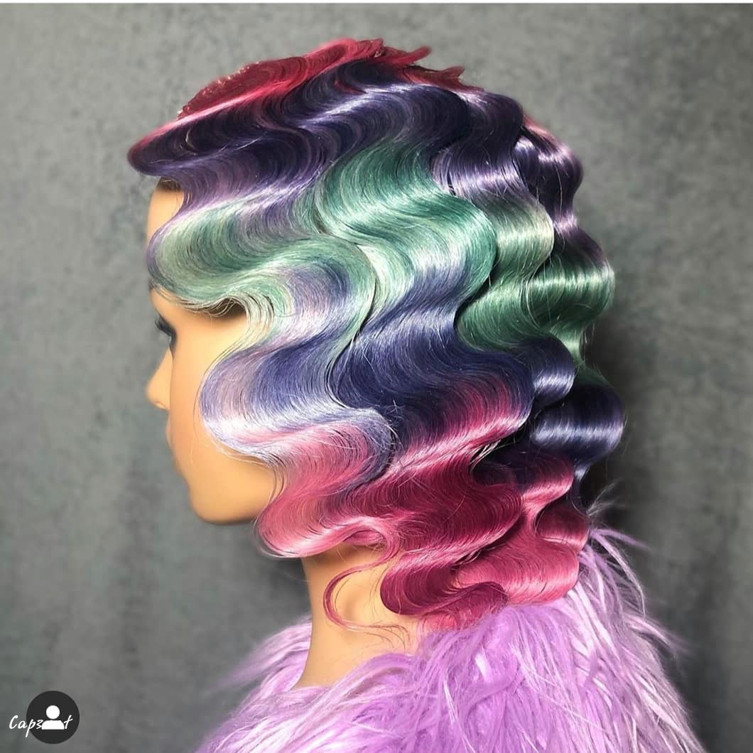 Rainbow Colors Finger Waves