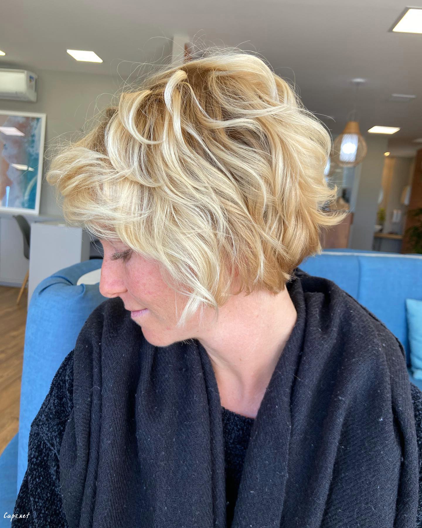 Curly Blonde Bob