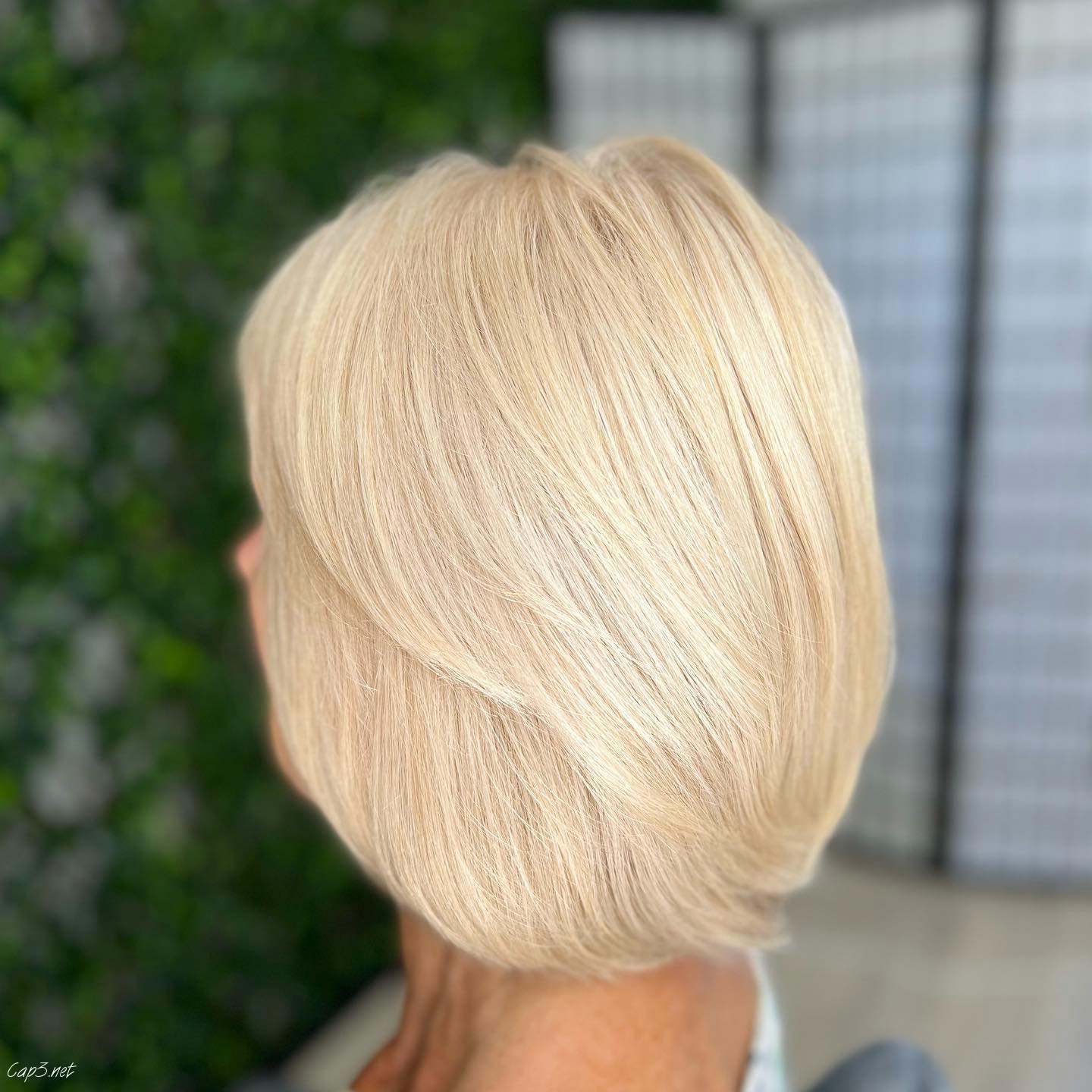 Platinum Blonde Layered Bob