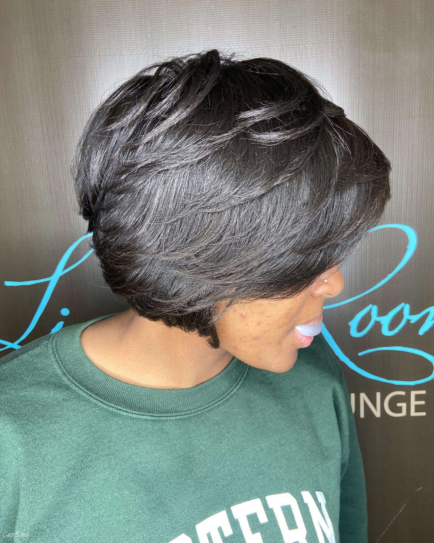 Shiny Black Layered Bob