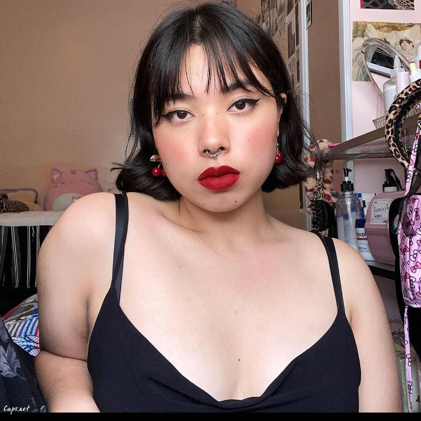 Wispy Bangs Black Bob Haircut