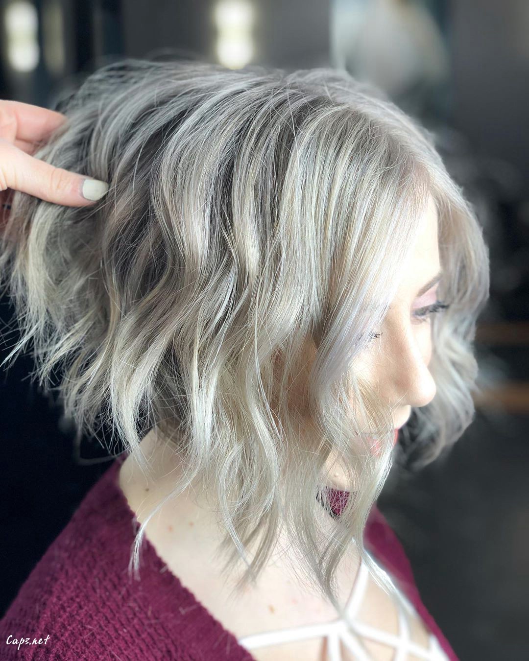 ash blonde asymmetrical bob