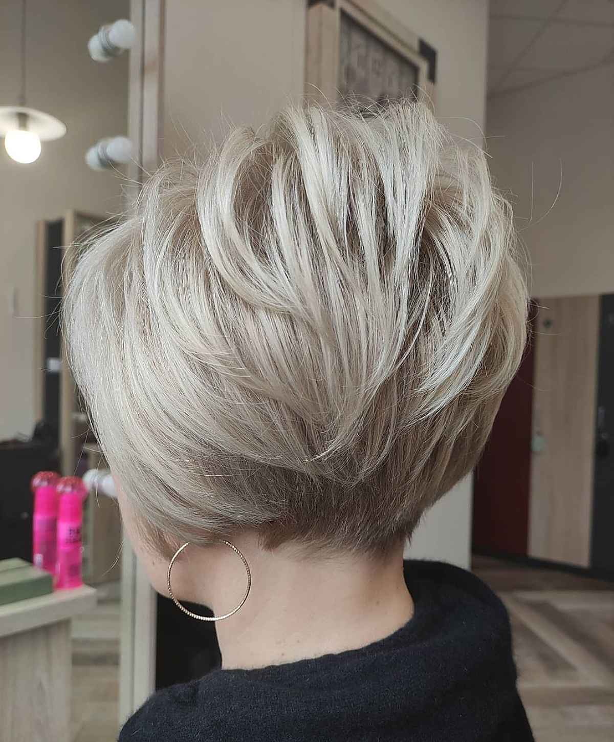 back view of a stacked bob haircut