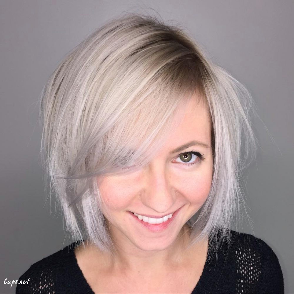 chin length bob with side swept bangs