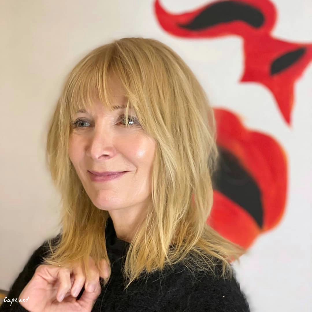 medium length shag haircut for older women