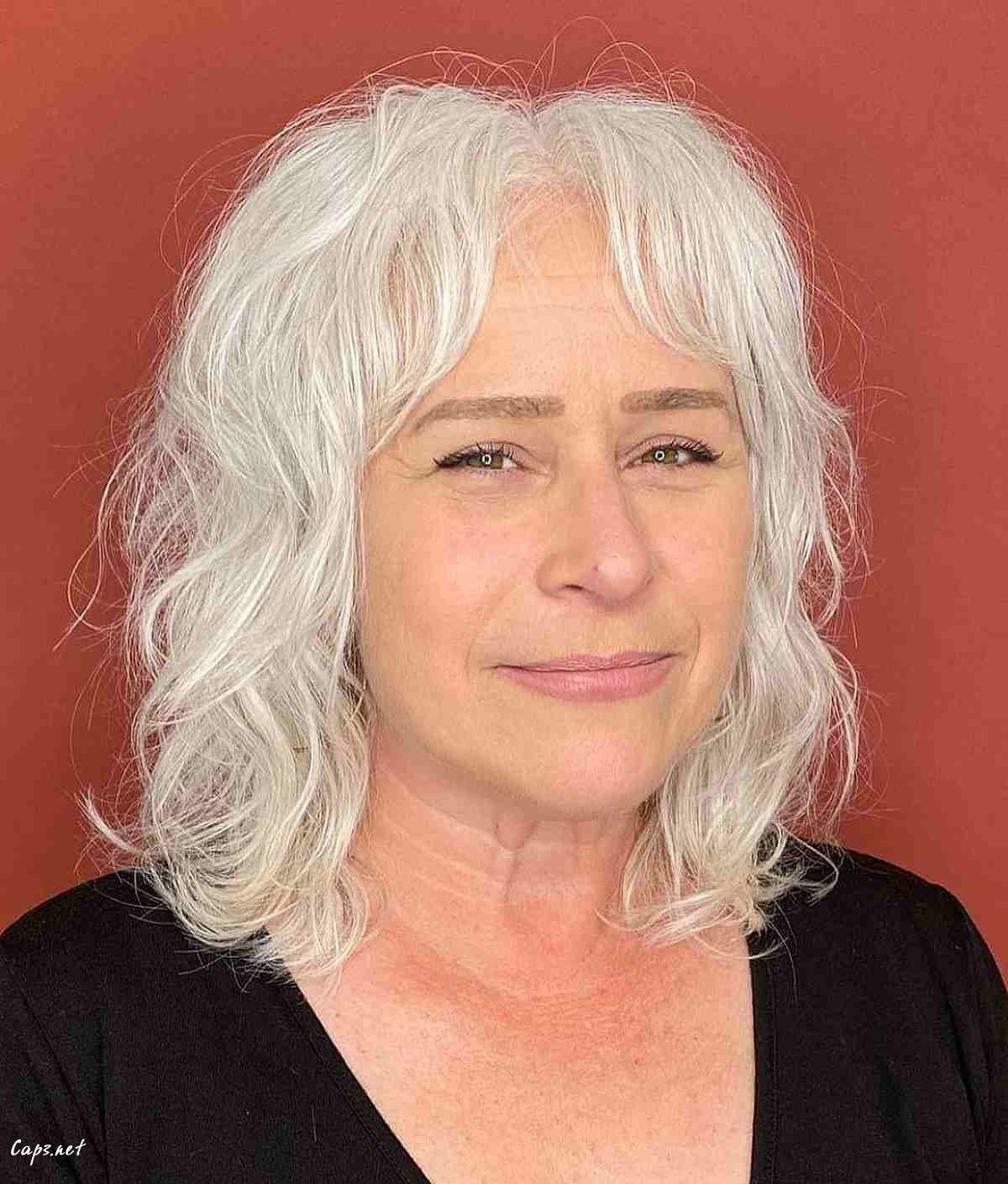 naturally white shag cut for older ladies