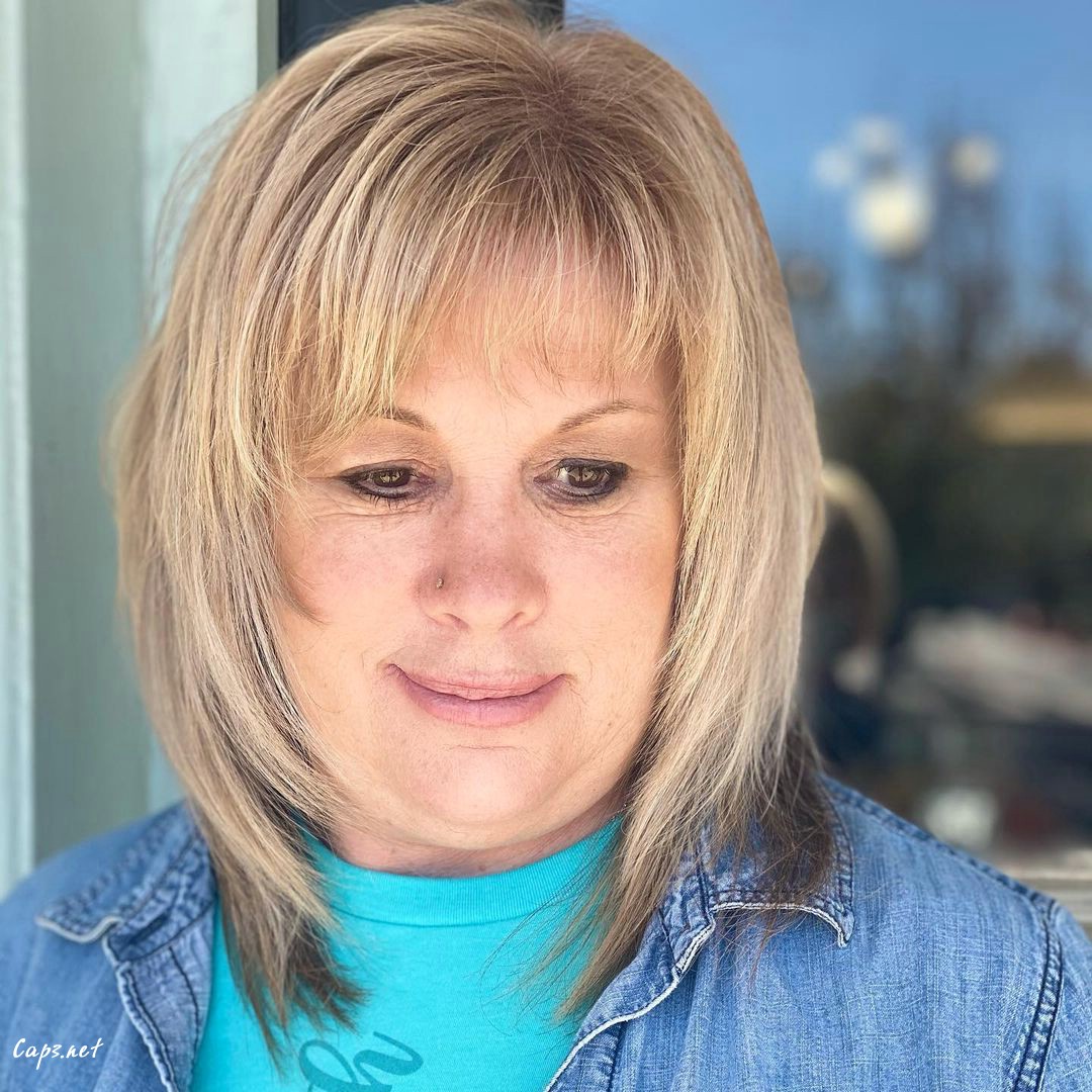 shaggy feathered haircut for old women