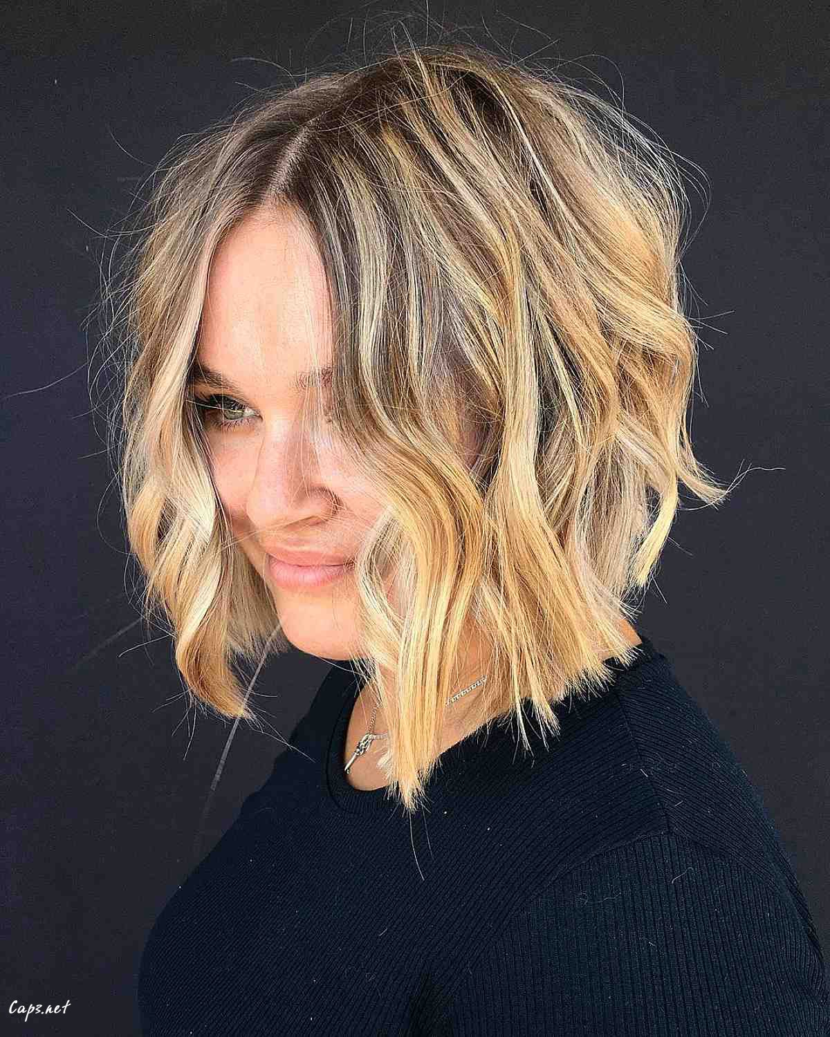 short and wavy layered bob haircut