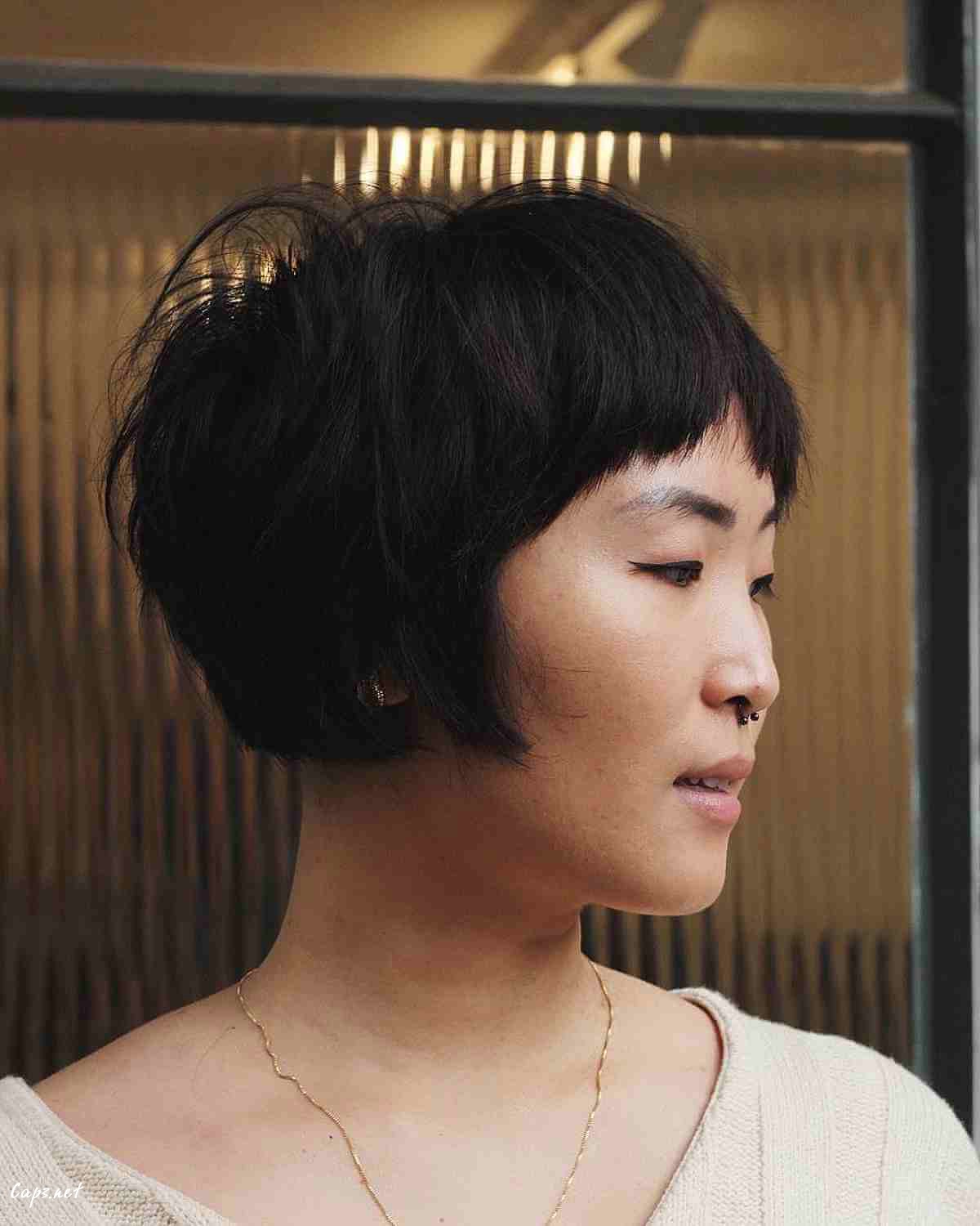 short bob with choppy fringe