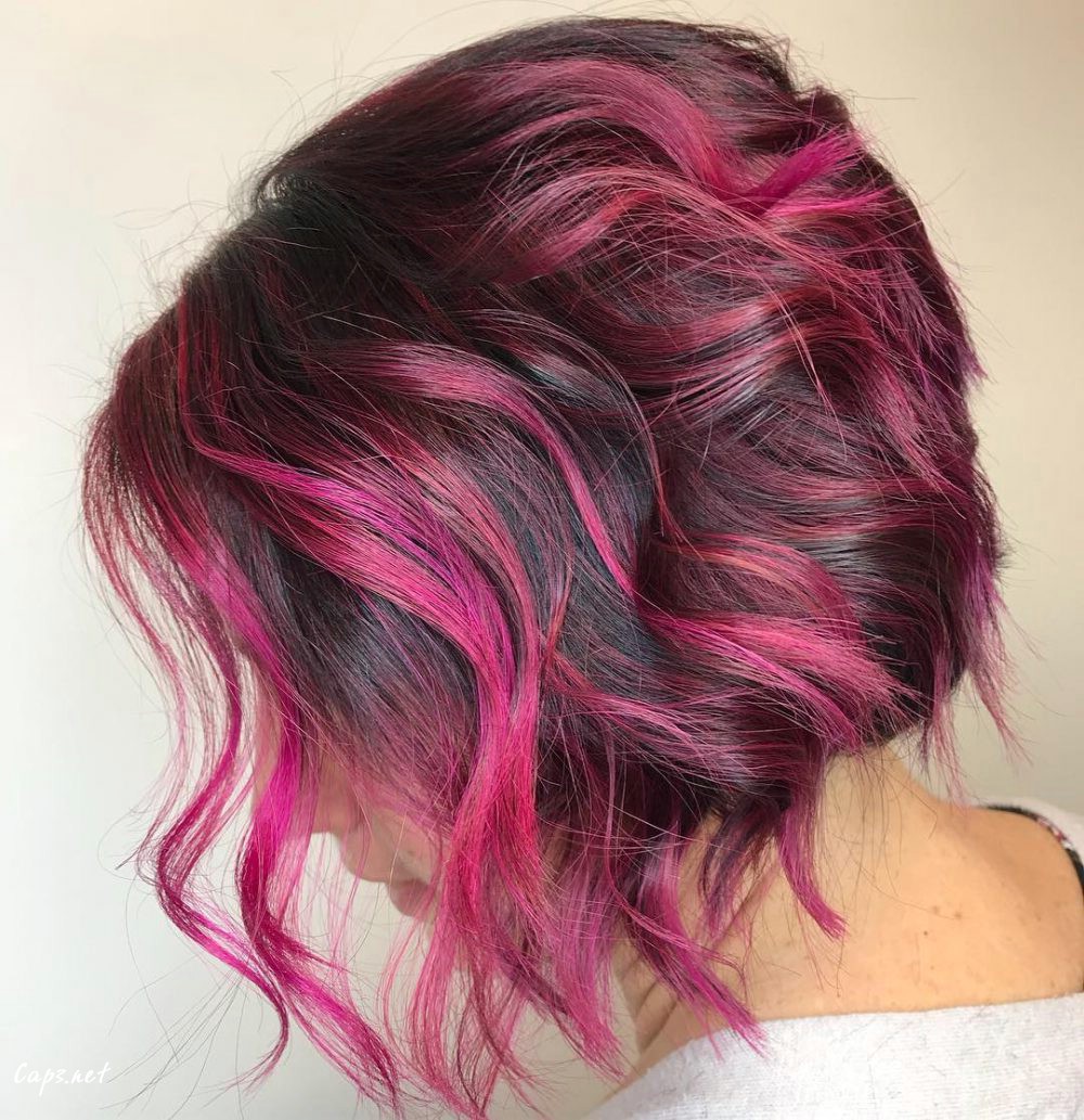 textured asymmetrical bob bobs wavy