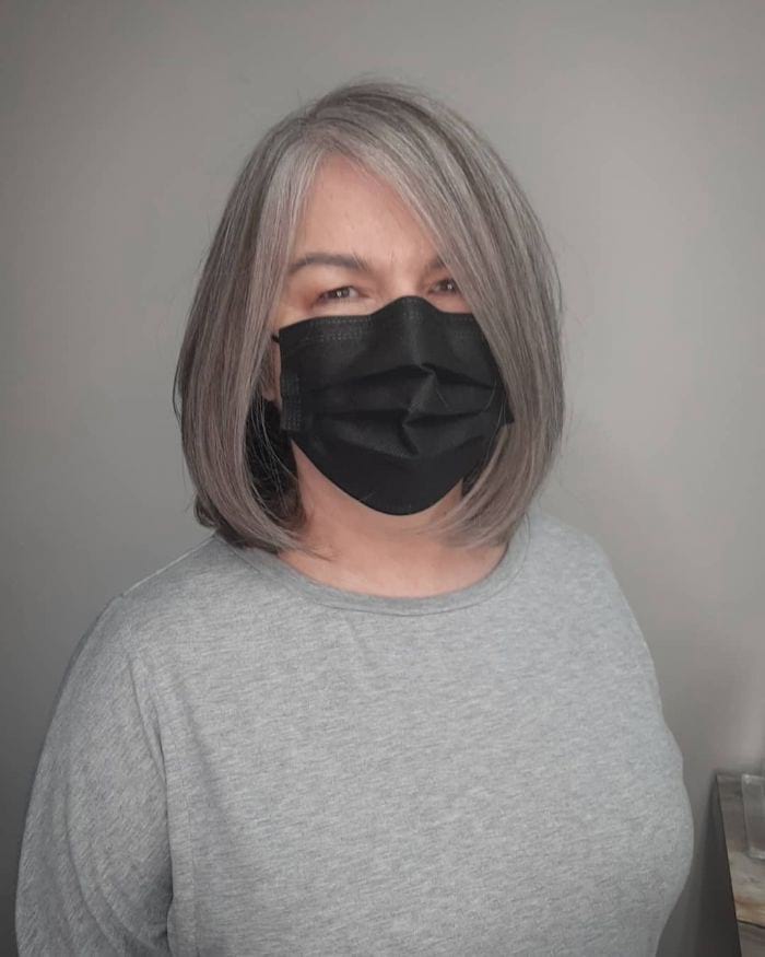 Blended Grey hairstyle for women over 60