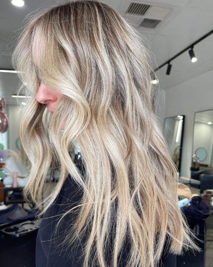 Buttery Blonde Highlights hairstyle for women over 60