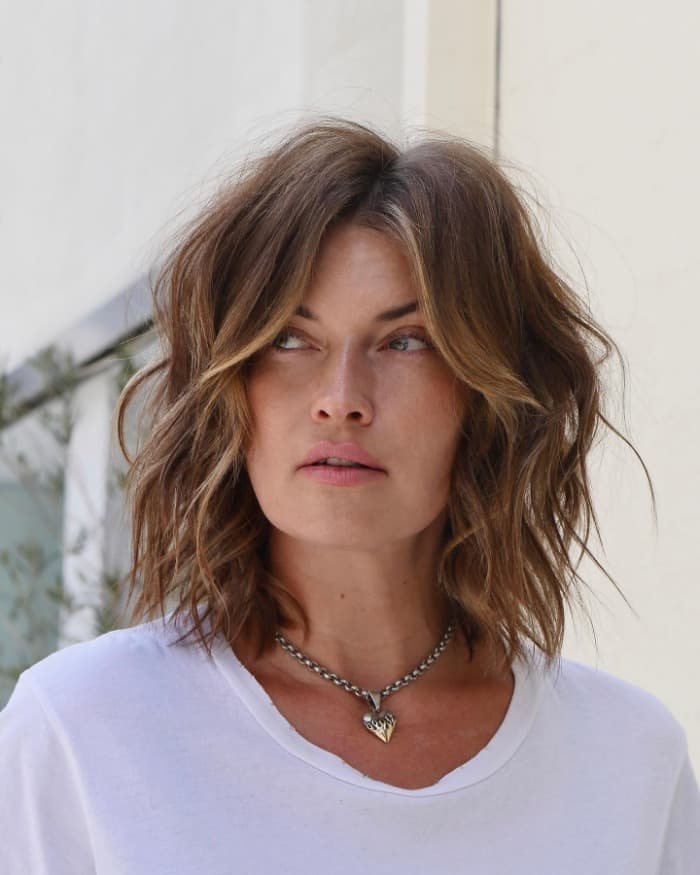 Textured Lob with Bangs