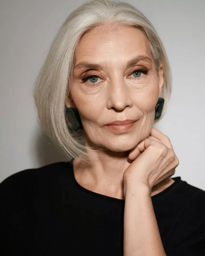 Very Short Round Highlights hairstyle for women over 60