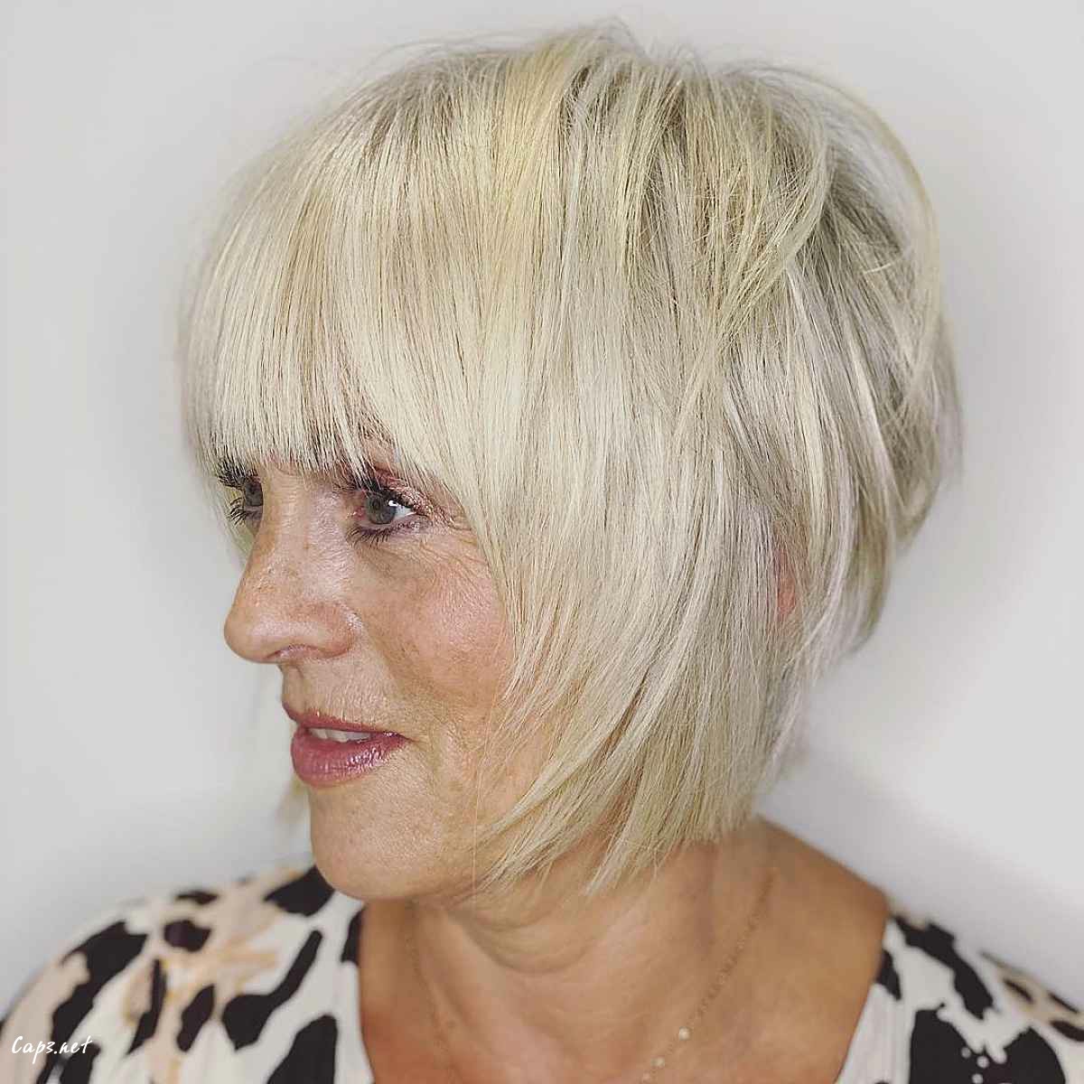 choppy bob with choppy bangs for women in their 60s