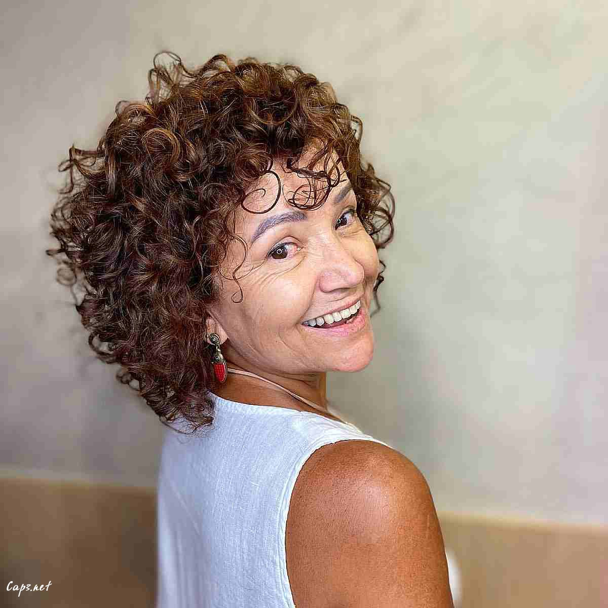 cute short curly hairstyle for older ladies