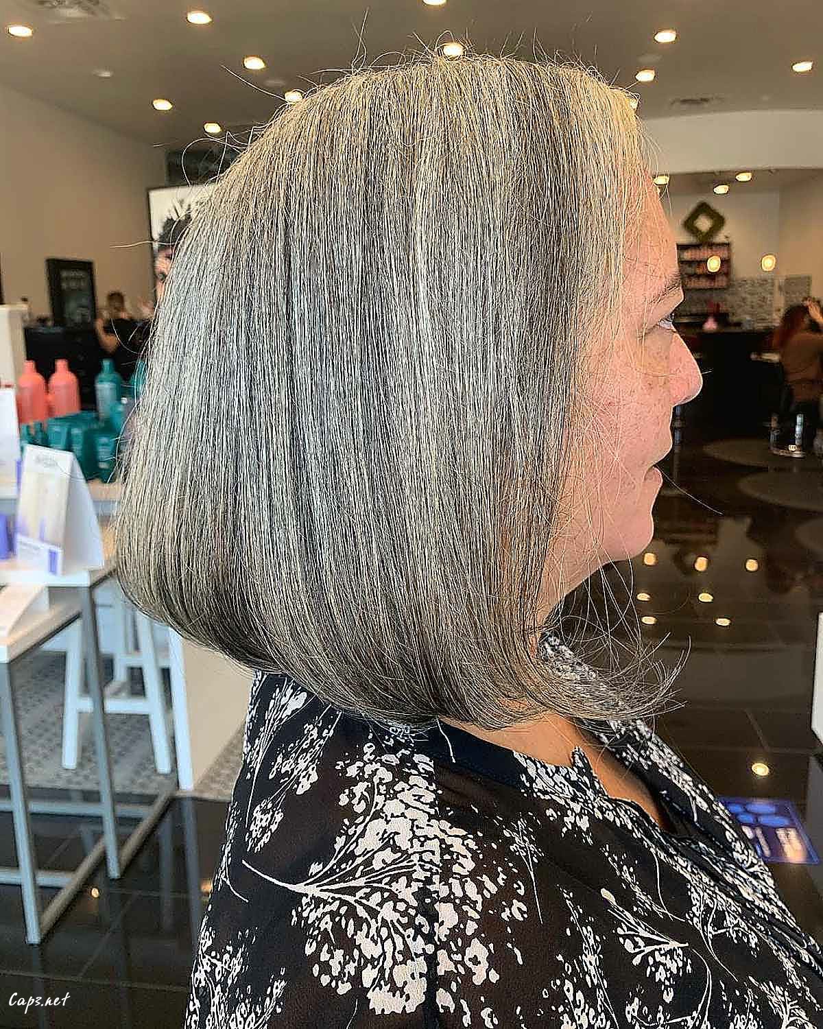 effortless long bob for ladies over 60