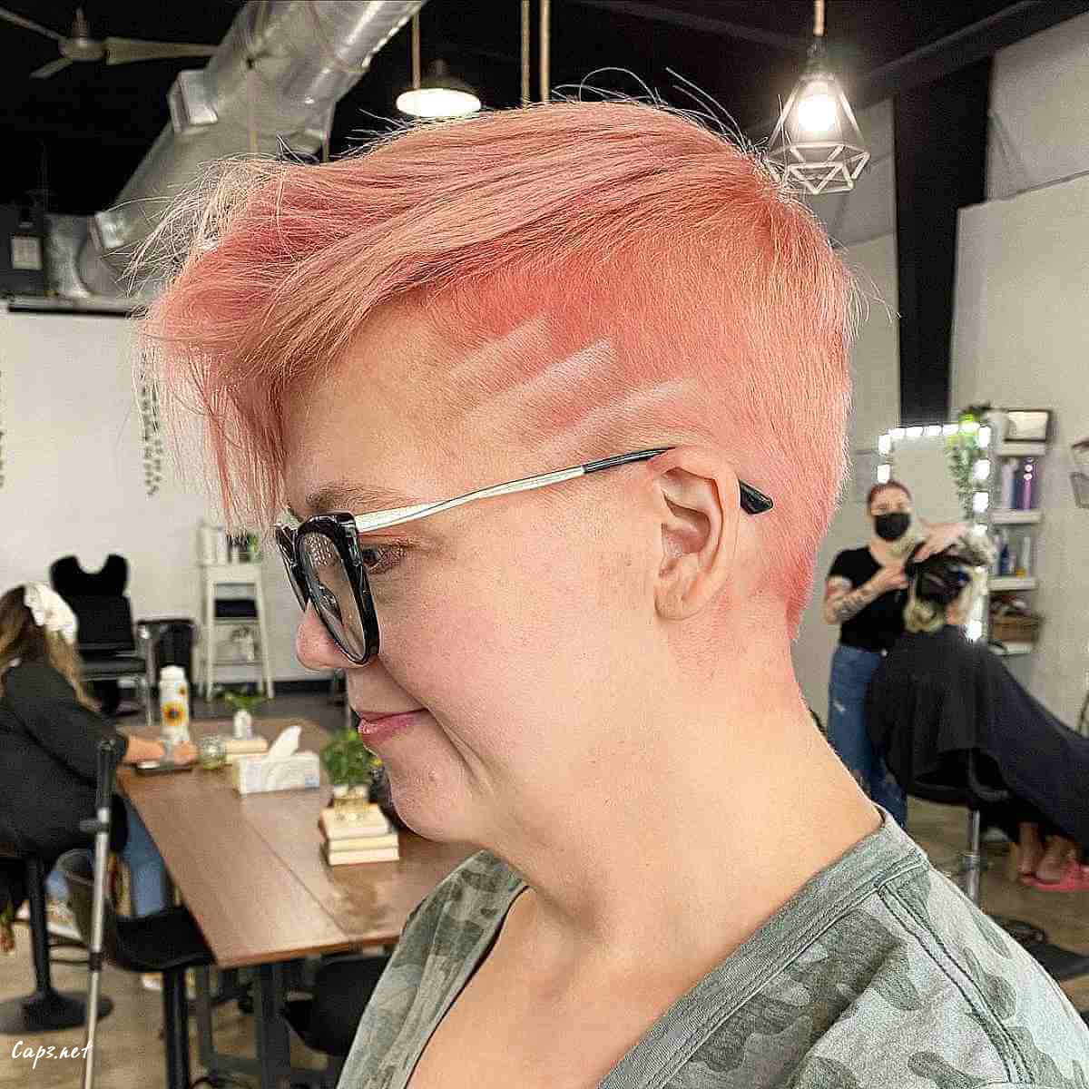 funky rose gold pixie pixie cut and color
