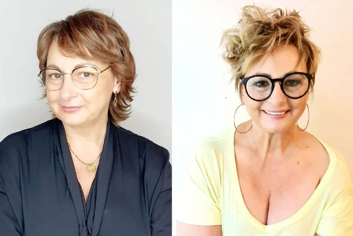 pixie cut hairstyle for women over 60 with glasses