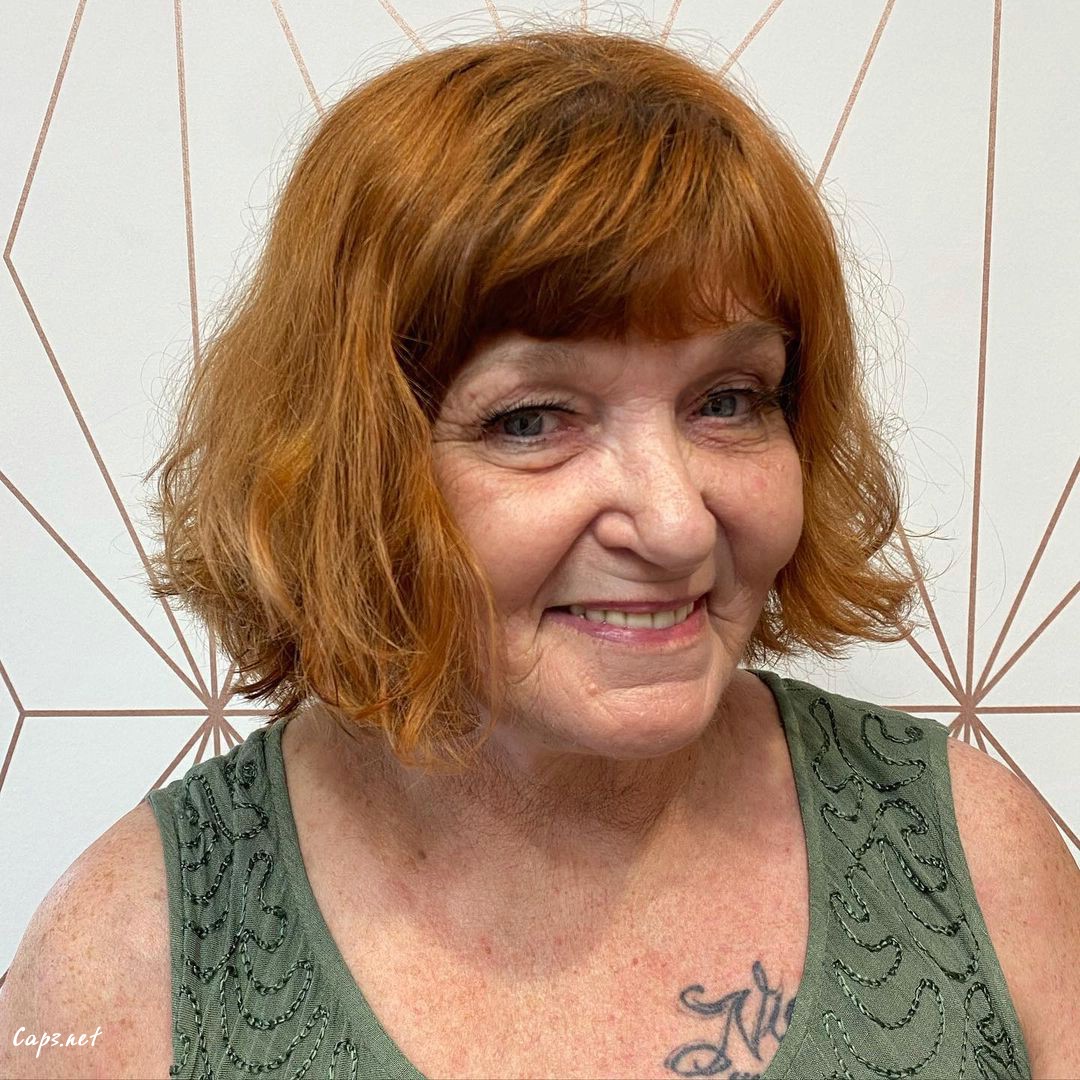 shaggy bob with bangs for round faces