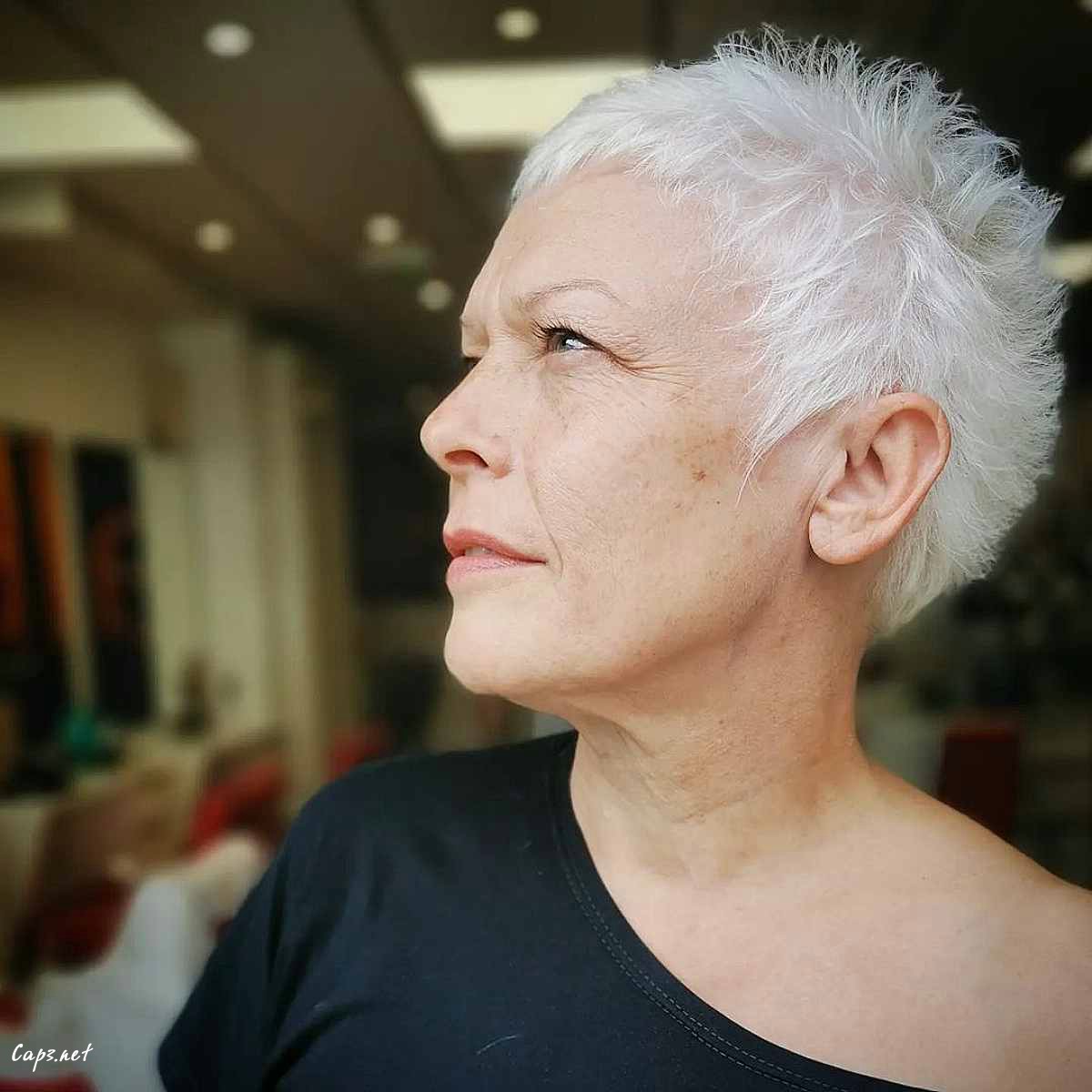 short spikey pixie for older women