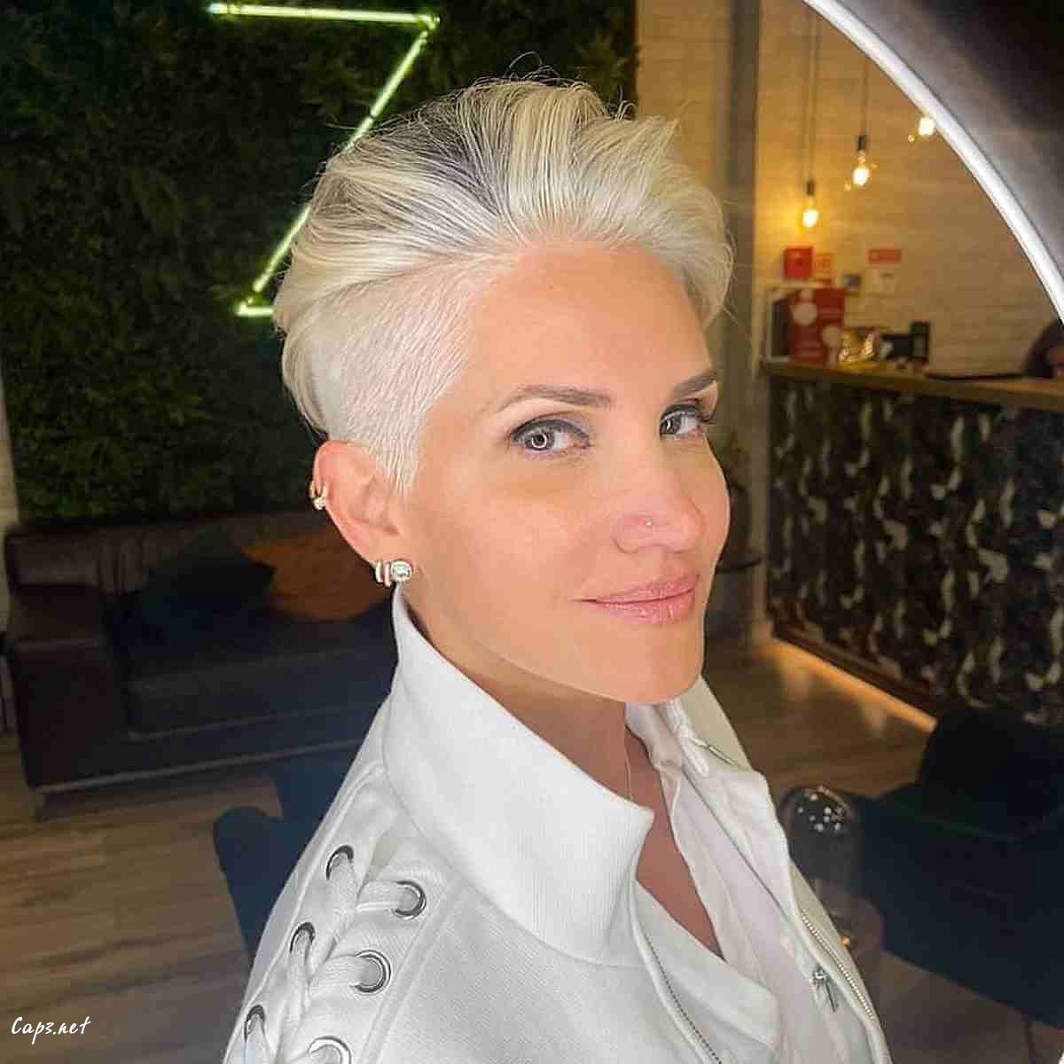 swept back pixie with an undercut