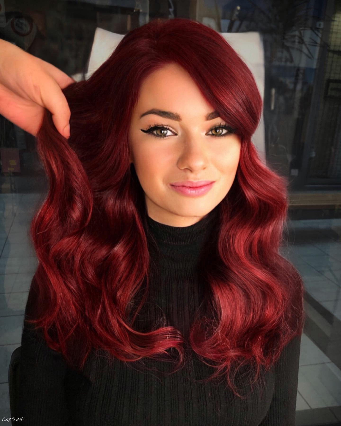 Bright Red Layered Hairstyle