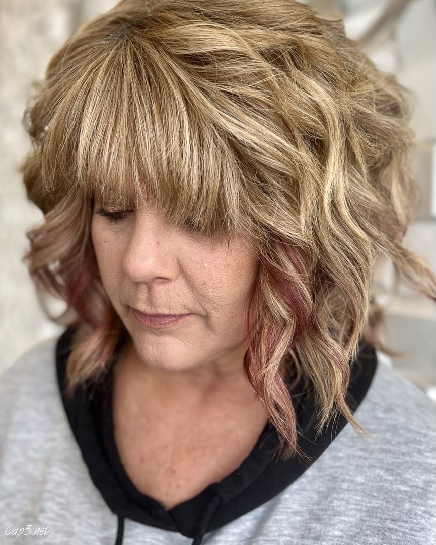 Curly Bob Layered Blonde Look