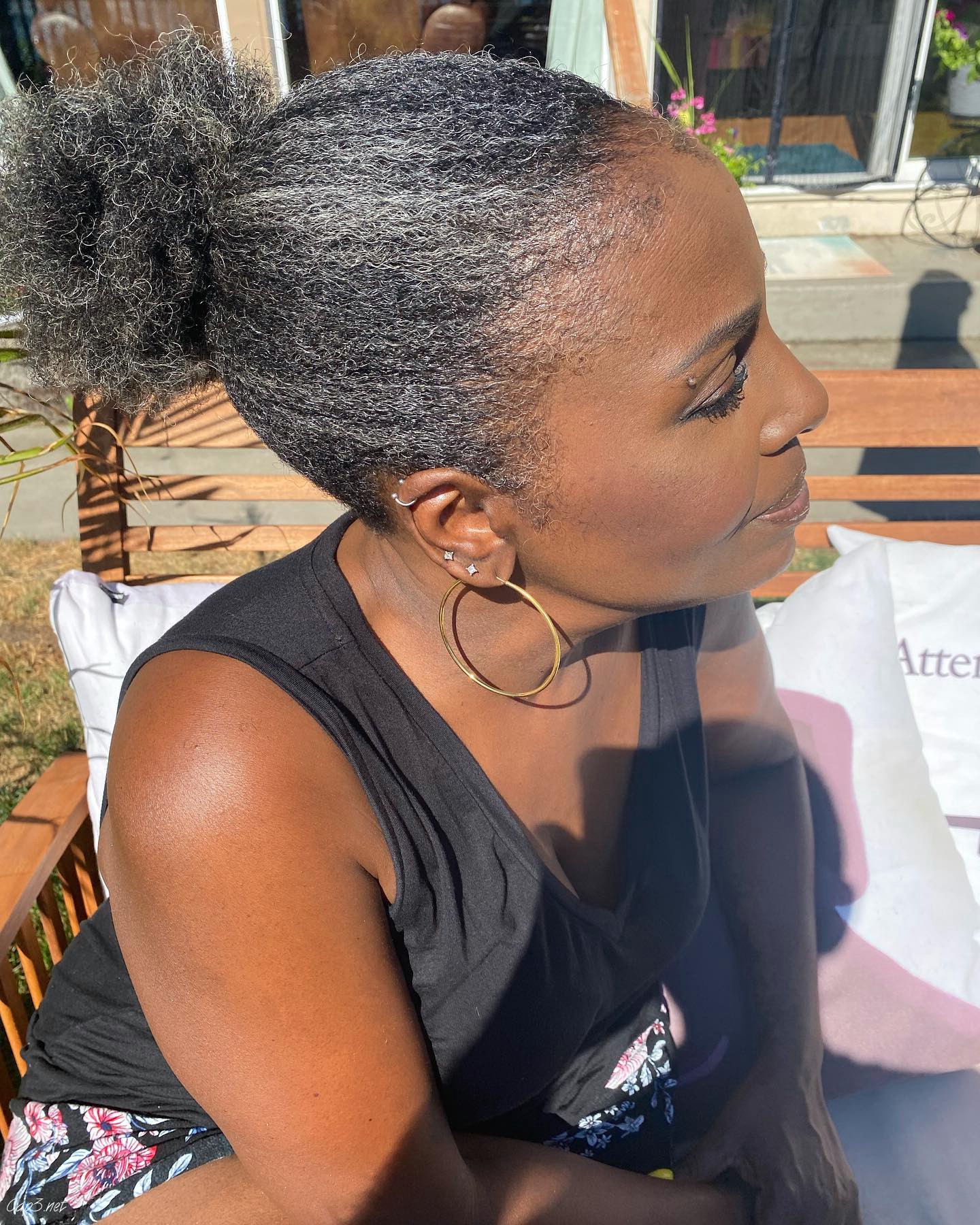 Grey Hair Curly Bun