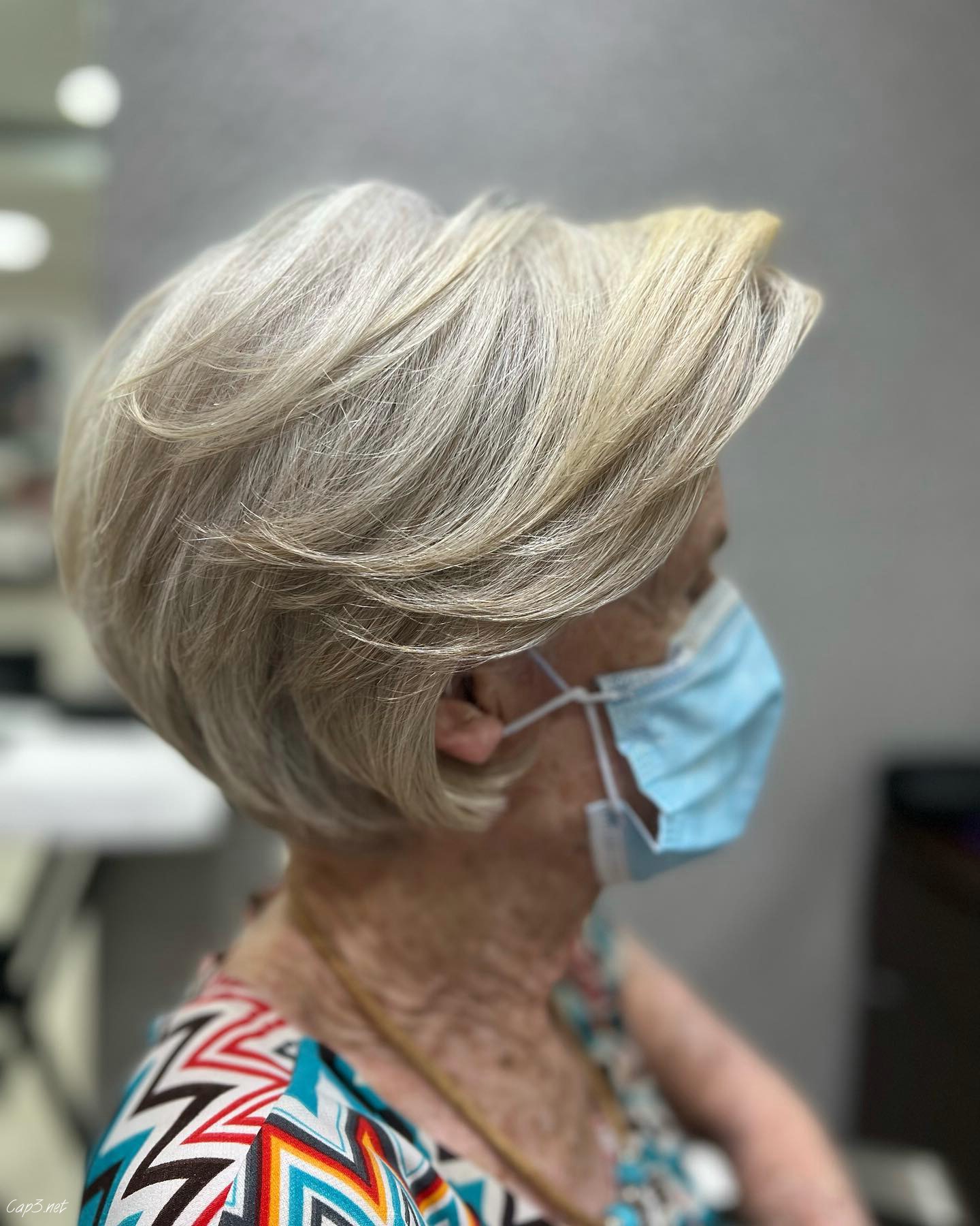 Platinum Blonde Haircut For Mature Women