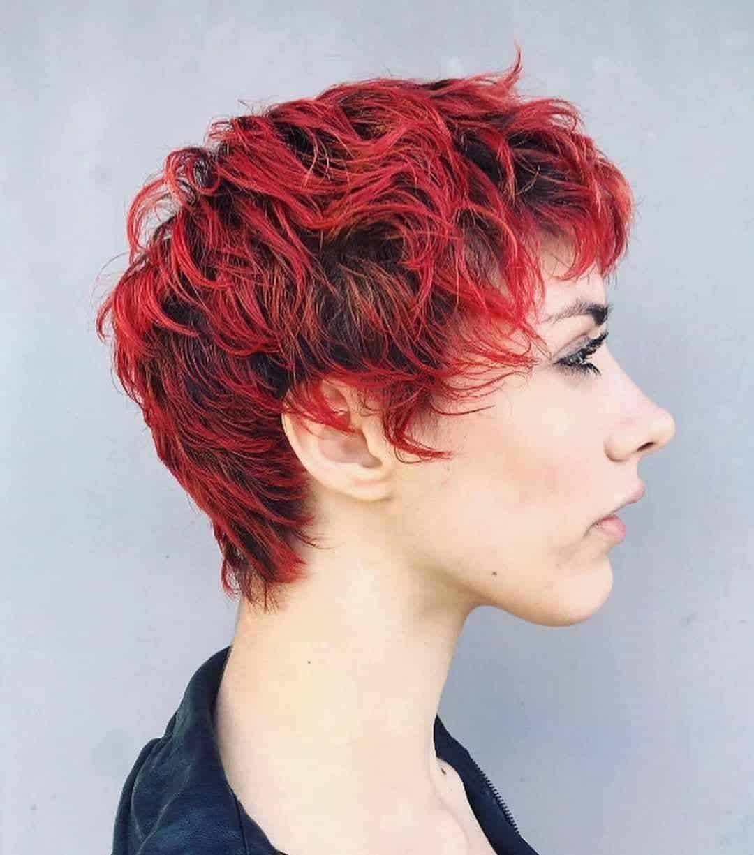 Red Curly Pixie Cut