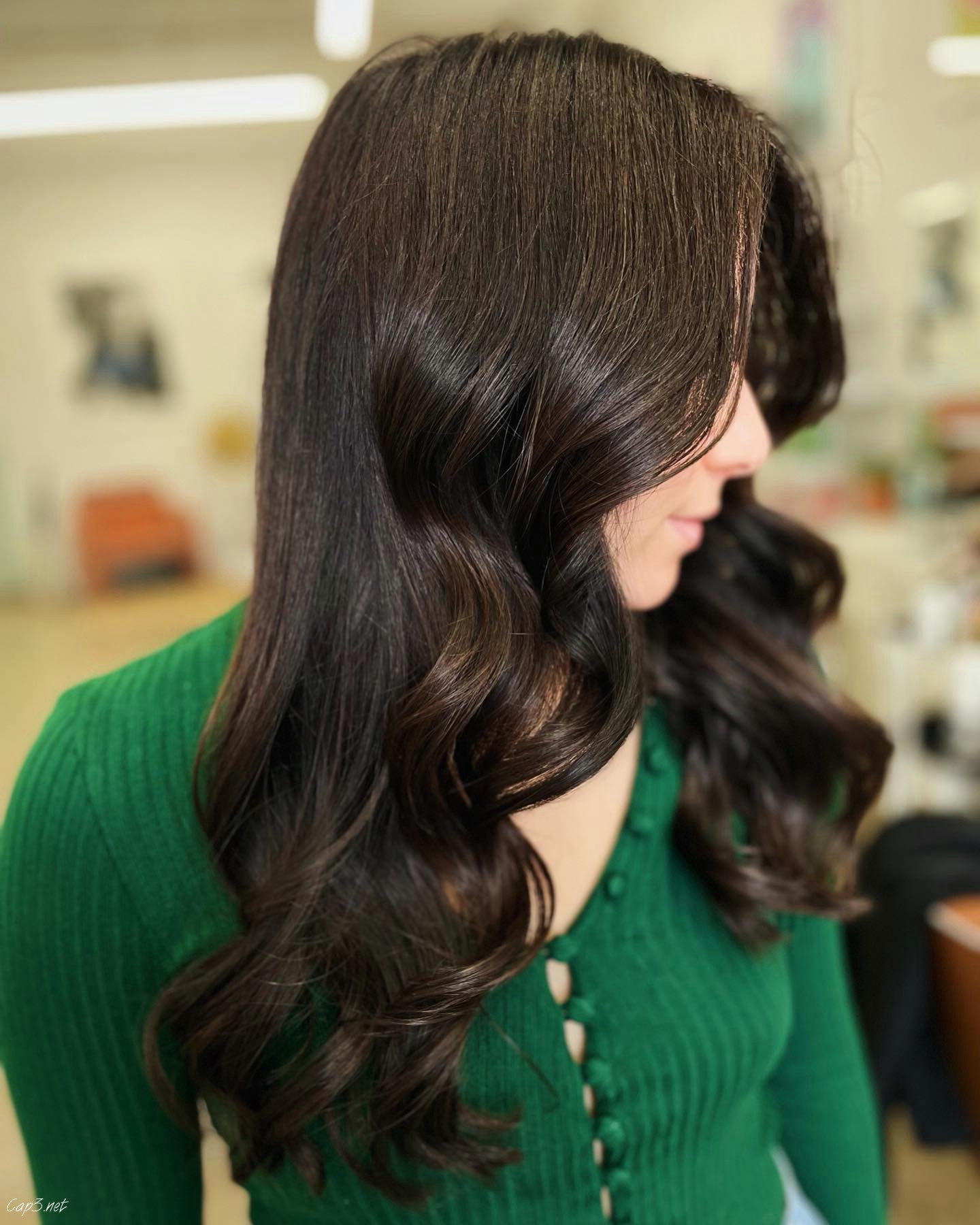 Shiny Brown Layered Hair
