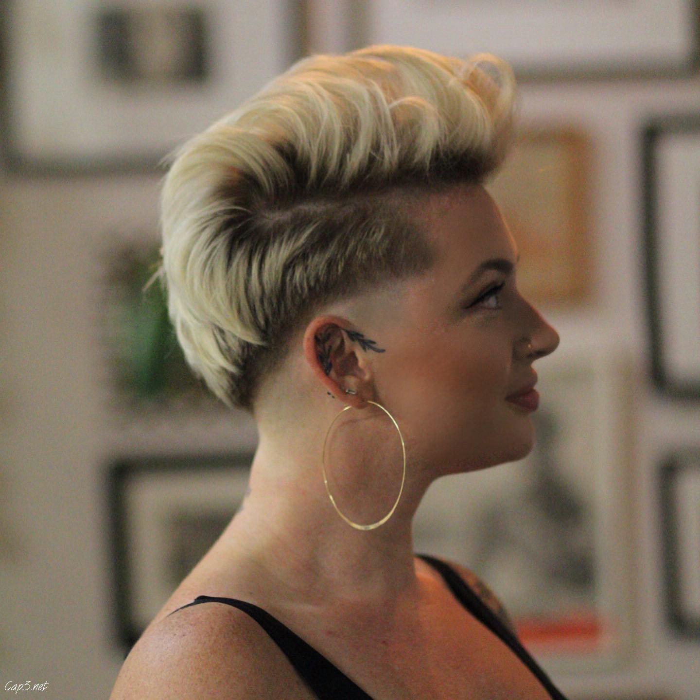 Blonde Hairstyle Pompadour With A Fade