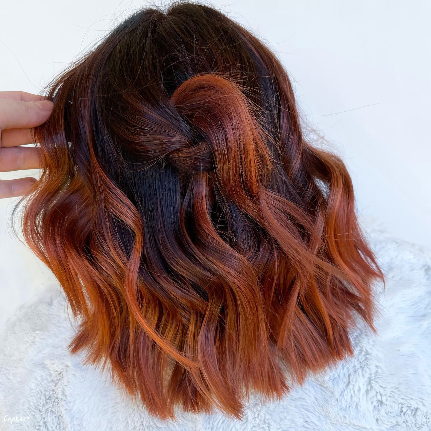 Bright Red Fall Hairdo