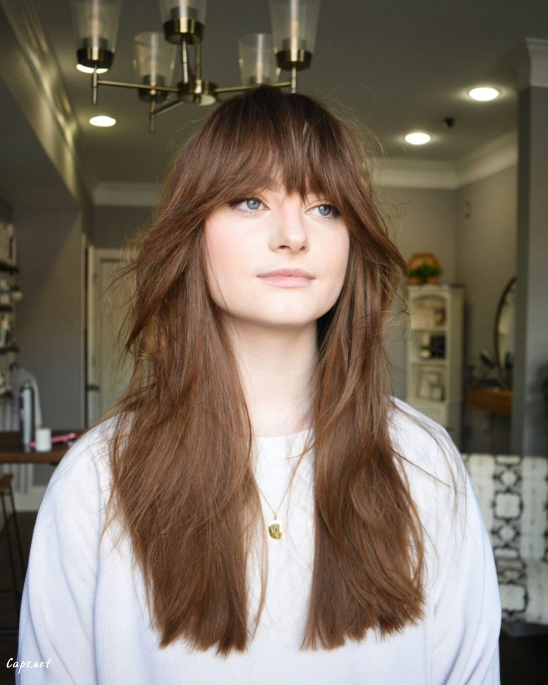 Long Layered Curtain Bangs