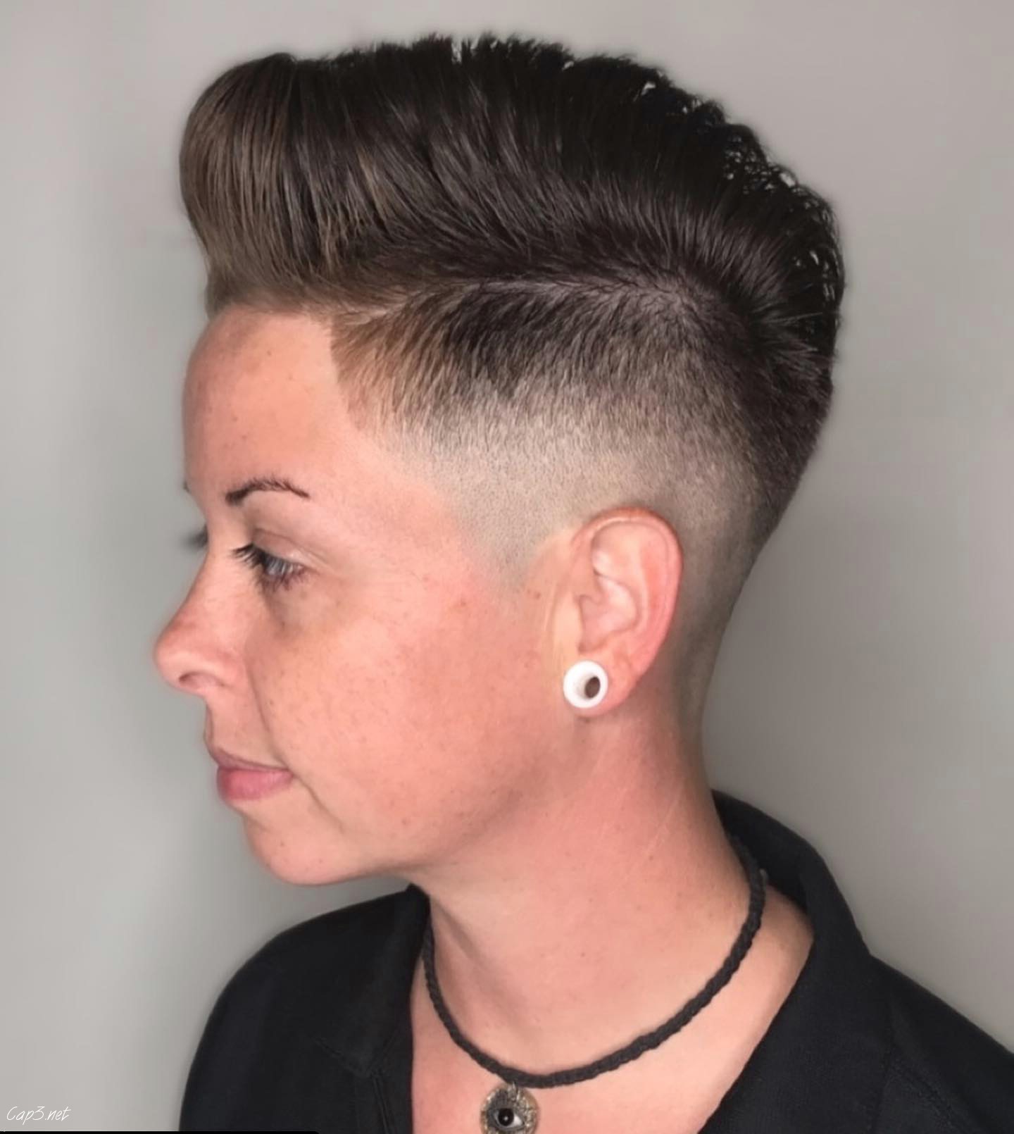 Messy Brown Pompadour Cut