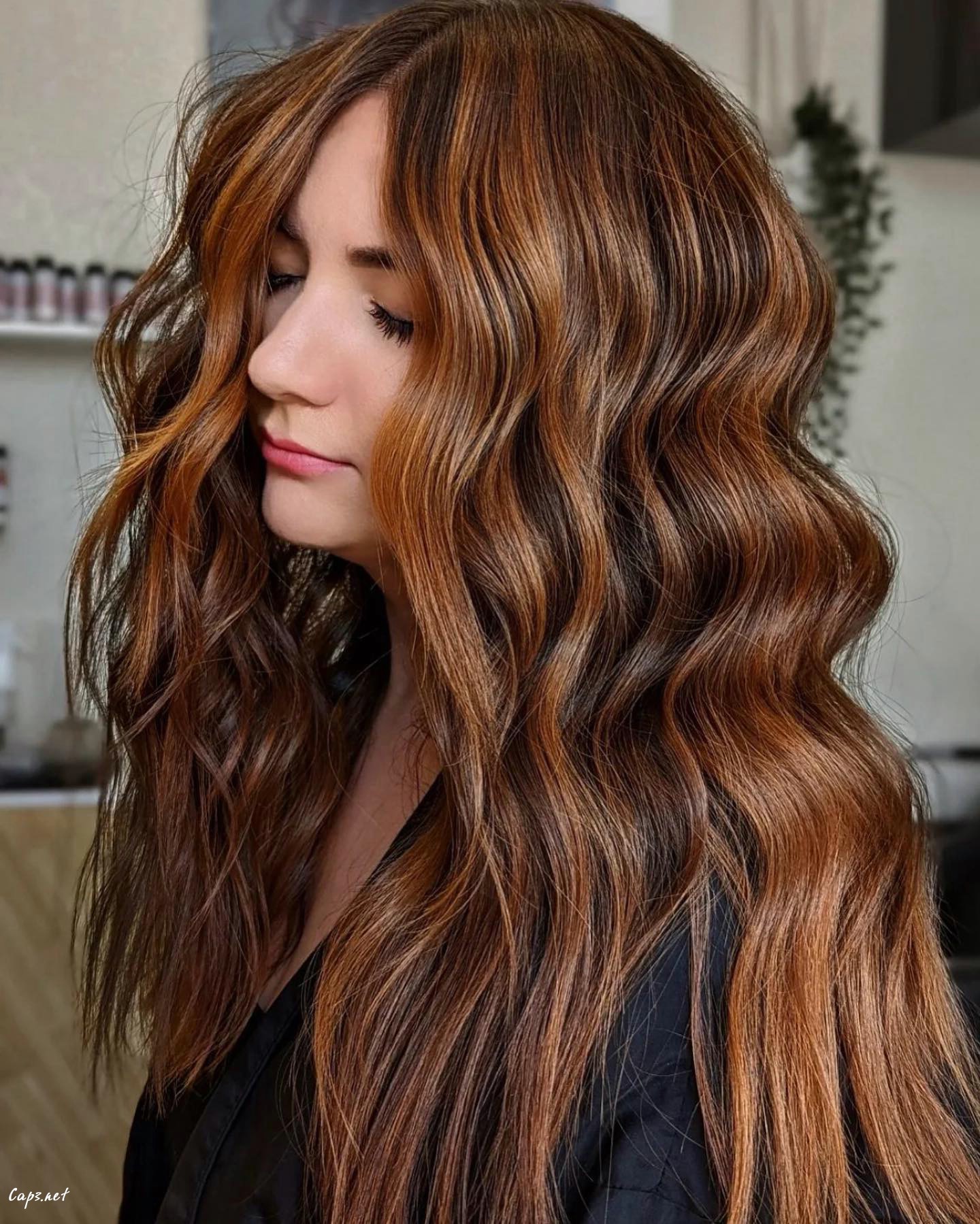 Orange Brown Voluminous Fall Cut